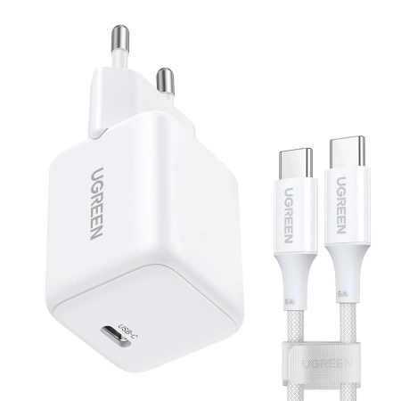 Ładowarka sieciowa Ugreen X513 30W GaN 1x USB-C + kabel USB-C 1m - biała