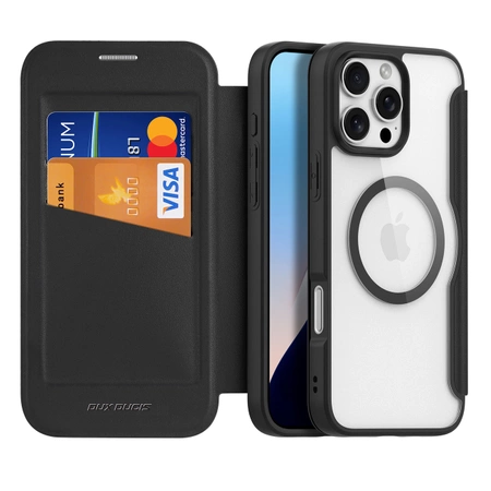 Etui Dux Ducis Skin X Pro na iPhone 16 Pro Max z MagSafe i klapką - czarne