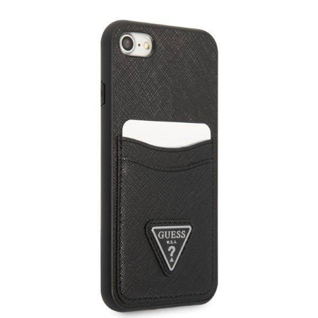 Oryginalne Etui IPHONE SE 2022 / SE 2020 / 7 / 8 Guess Hardcase Saffiano Triangle Logo Cardslot czarne