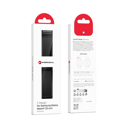 Pasek do Samsung Galaxy Watch Forcell F-Design FS10 stal 20 mm czarny