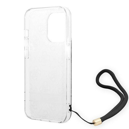 Original Handyhülle IPHONE 14 PRO Guess Hardcase 4G Print Strap (GUOHCP14LH4STK) schwarz