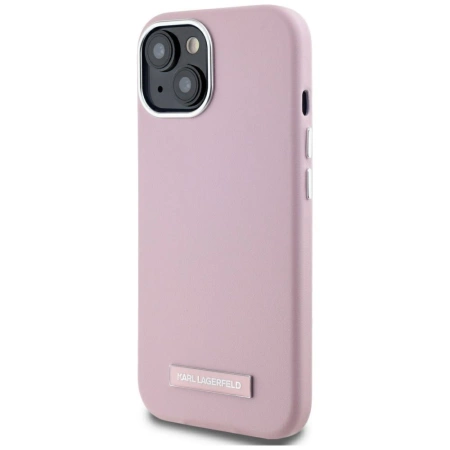 Karl Lagerfeld FW Metal Plate MagSafe iPhone 15 Case - Pink