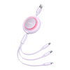 Baseus Bright Mirror 2 kabel przewód 3w1 USB Typ A - micro USB + Lightning + USB Typ C 3.5A 1.1m fioletowy (CAMJ010005)