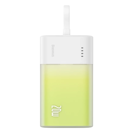 Baseus Popsicle 5200 mAh 20 W Powerbank mit integriertem Lightning Kabel (+ weißes Baseus Simple USB-C - USB-C 60 W/20 V/3 A/30 cm Kabel) – weiß-grün