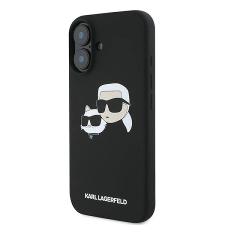 Karl Lagerfeld Silicone Case Nauble Heads Print MagSafe for iPhone 16 Plus - Black