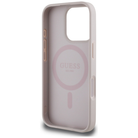 Oryginalne Etui IPHONE 16 PRO Guess 4G Circle Classic Logo MagSafe różowe
