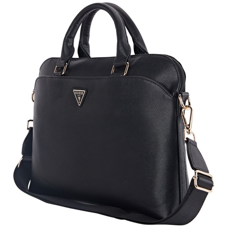 Torba LAPTOP 15" Guess Grained Zipper Pocket Triangle Logo czarne