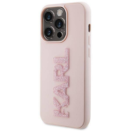 Karl Lagerfeld 3D Rubber Glitter Logo case for iPhone 15 Pro Max - pink