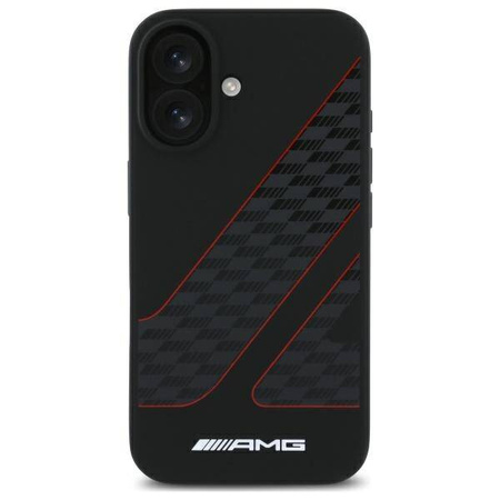 Original Case IPHONE 16 AMG Hardcase Checkered Flag Pattern MagSafe (AMHMP16S2SCFR) black