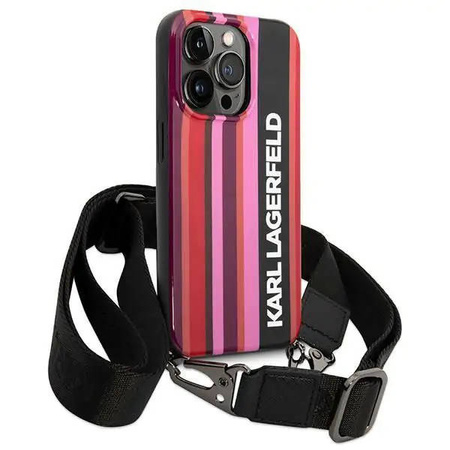 Karl Lagerfeld Color Stripes Strap - Etui iPhone 14 Pro (różowy)