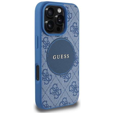 Original Handyhülle IPHONE 16 PRO MAX Guess 4G Circle Classic Logo MagSafe blau