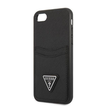 Oryginalne Etui IPHONE SE 2022 / SE 2020 / 7 / 8 Guess Hardcase Saffiano Triangle Logo Cardslot czarne