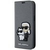 Karl Lagerfeld KLBKP14SSANKCPG iPhone 14 6.1&quot; Bücherregal Silber/Silber Saffiano Karl &amp; Choupette