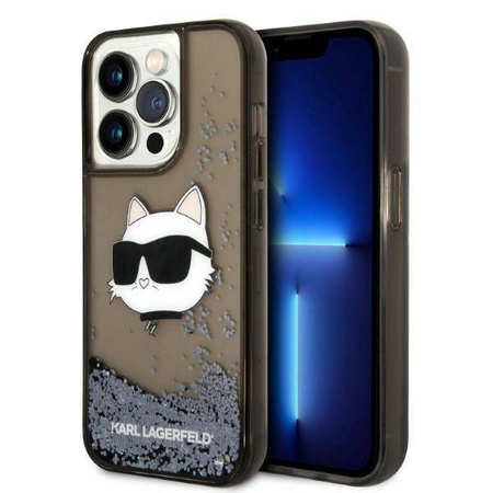 Karl Lagerfeld Liquid Glitter NFT Choupette Head - Etui iPhone 14 Pro (czarny)