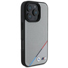 Original Case IPHONE 16 PRO BMW Hardcase M Perforated Tricolor Line MagSafe (BMHMP16L23PUPDG) gray