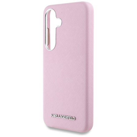 Original Case SAMSUNG GALAXY S25+ Karl Lagerfeld Saffiano Full Wrapped Elongated Metal Logo MagSafe pink