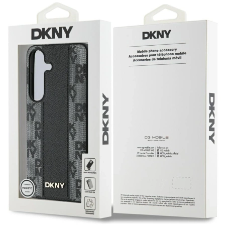DKNY Leather Checkered Pattern MagSafe-Hülle für Samsung Galaxy S25 schwarz