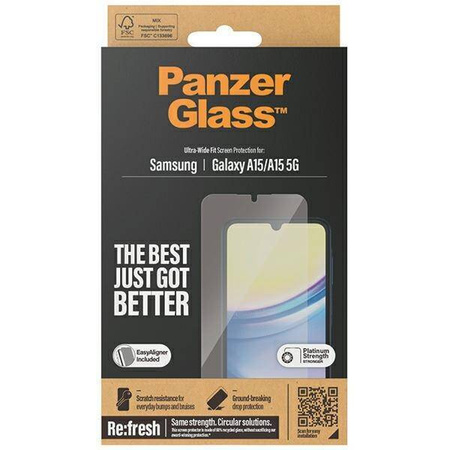 PanzerGlass Ultra-Wide Fit gehärtetes Glas für Samsung Galaxy A15 / A15 5G
