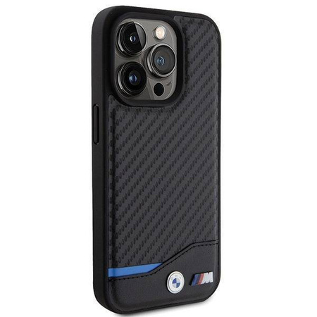 BMW Leder-Carbon-Hülle für iPhone 15 Pro – schwarz