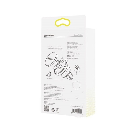 Uchwyt magnetyczny Baseus do kratki nawiewu / wentylacji Small Ears Air Magnetic szary SUER-A01