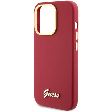 Guess nakładka do iPhone 15 Pro 6,1&quot; GUHCP15LSMBSLM magenta HC SILICONE SCRIPT METAL LOGO & FRAME