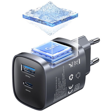 Ładowarka sieciowa USAMS CC290 T66 45W   GaN 1xUSB-A 1xUSB-C tarnish