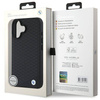 Original Handyhülle IPHONE 16 BMW Hardcase Signature Leather Diamond Metal Logo MagSafe (BMHMP16S23RDDK) schwarz