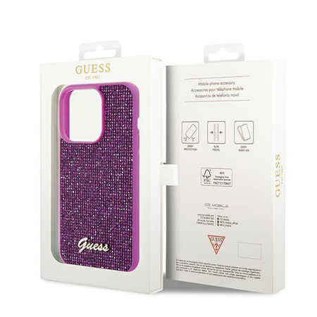 Oryginalne Etui GUESS Hardcase GUHCP14XPMSDGSF do iPhone 14 Pro Max (Disco Script Metal / fuksja)