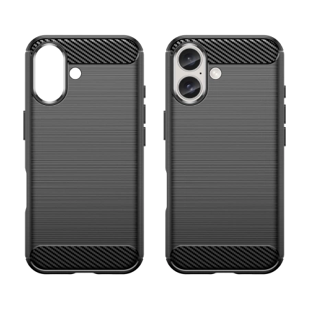 Carbon Case Silikonhülle für iPhone 16 Plus - Schwarz