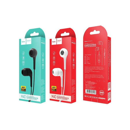 HOCO zestaw słuchawkowy / słuchawki dokanałowe jack 3,5mm z mikrofonem M40 czarne