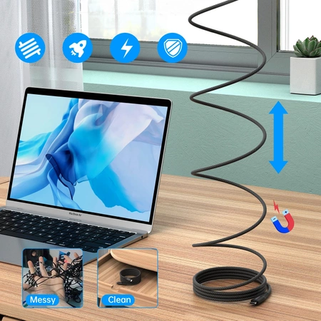 Choetech XCC-1051 magnetisches USB-C / USB-C PD 3.1-Kabel 240 W 1,8 m – schwarz