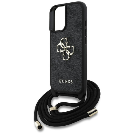 Original Case IPHONE 16 Guess 4G Big Logo Cord Stap Crossbody black
