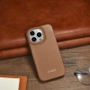 iCarer CE Premium Leather Folio Case skórzane etui iPhone 14 Pro z klapką magnetyczne MagSafe brązowy (WMI14220714-BN)
