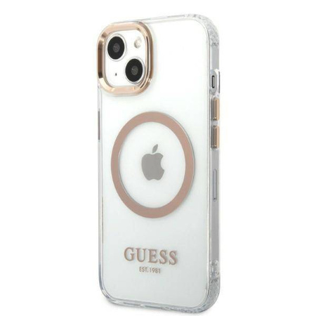 Guess GUHMP13MHTRMD iPhone 13 6.1 "Gold / Gold Hartschalenetui Metal Outline Magsafe