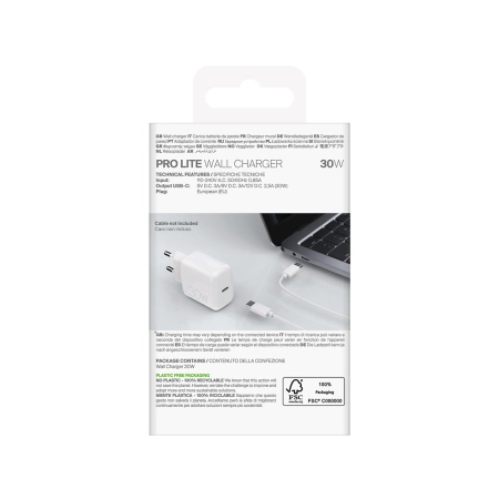 Ładowarka sieciowa Puro PROLITE 30W USB-C - biała