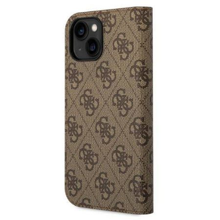 Guess 4G Metal Camera Outline Booktype Case - Etui iPhone 14 (brązowy)