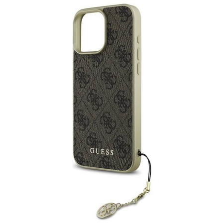 Original Handyhülle IPHONE 16 PRO Guess Hardcase 4G Charms Collection (GUHCP16LGF4GBR) braun