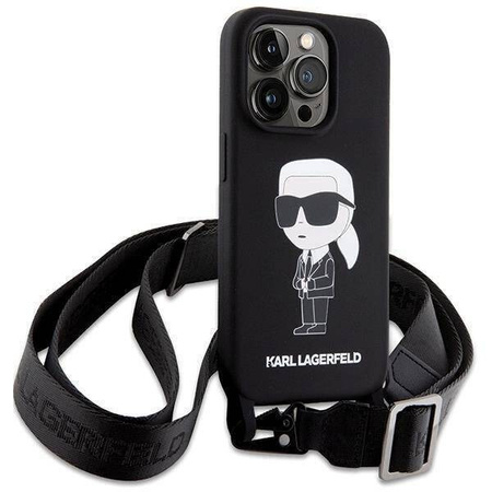 Karl Lagerfeld KLHCP15XSCBSKNK iPhone 15 Pro Max 6.7&quot; hardcase black/black Crossbody Silicone Ikonik