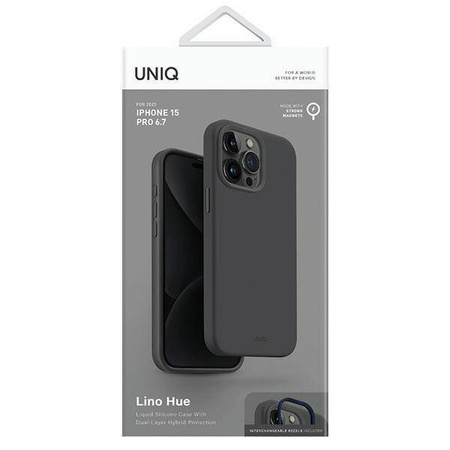 Etui APPLE IPHONE 15 PRO MAX UNIQ Lino Hue Magclick Charging szare