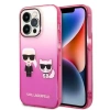 Original Handyhülle IPHONE 14 PLUS Karl Lagerfeld Hardcase Gradient Ikonik Karl & Choupette (KLHCP14MTGKCP) rosa