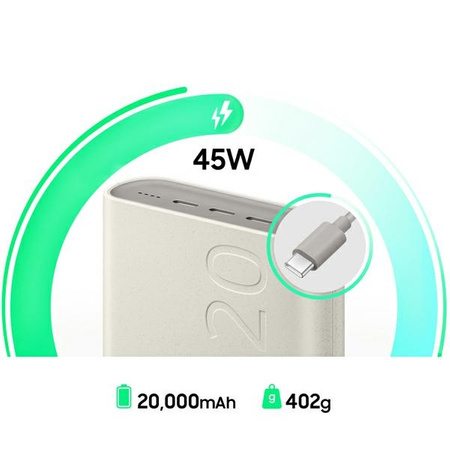 Powerbank Samsung EB-P4520XUEGEU 20000 mAh 3x USB-C 45W SFC - Beige
