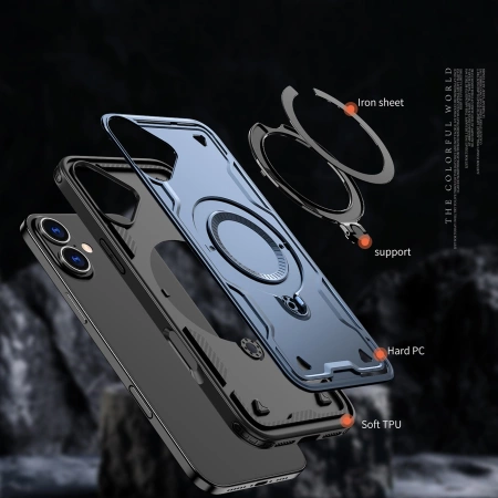 Hybrid Armor Trendy Case with MagSafe for iPhone 16 - Blue