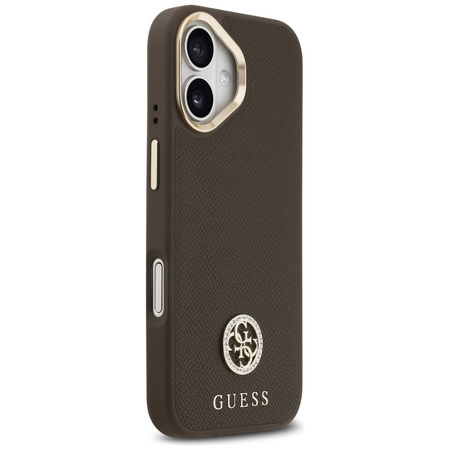 GUESS futerał do IPHONE 17 kompatybilny z MagSafe GUHMP17SPGCRMDEW (PU W/ Grained Strass Logo) brązowy
