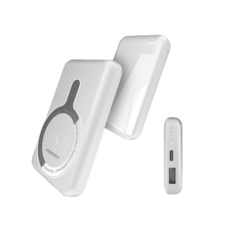 POWER BANK DENMEN BATERIA AWARYJNA 10000mAh +15W BIAŁA MAGSAFE DP18 USB + TYP-C