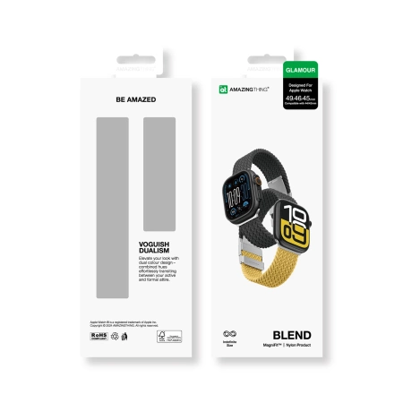 2er-Set AmazingThing Blend Band für Apple Watch 45/46/49 mm - Gelb-Schwarz/Schwarz