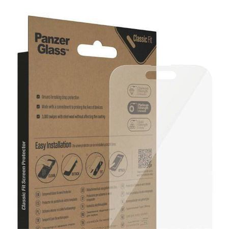 Tempered Glass IPHONE 14 PRO PanzerGlass Classic Fit Screen Protection Antibacterial (2768)