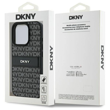 Original Case IPHONE 16 PRO DKNY Hardcase Texture Pattern Tonal Stripe (DKHCP16LPRTHSLK) black