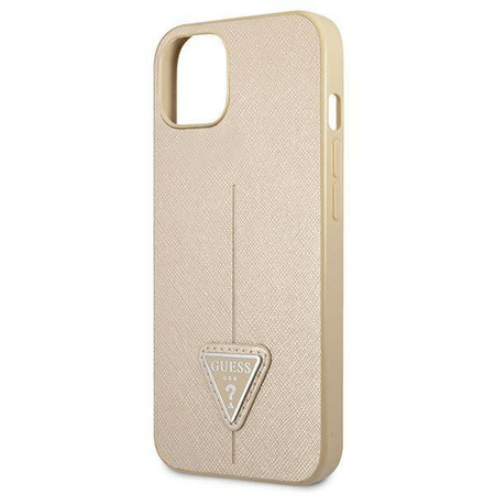 Original Case IPHONE 13 MINI Guess Hardcase Saffianotriangle Logo (GUHCP13SPSATLE) beige