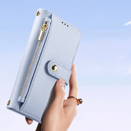 Dux Ducis Lawa iPhone 16e Leather Case with Detachable Magnetic Wallet - Blue