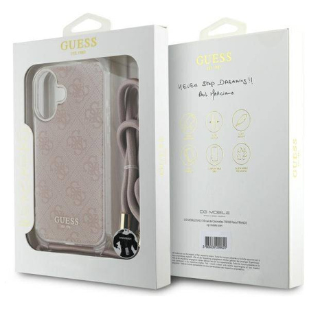 Original Case IPHONE 16 Guess Hardcase Crossbody Cord 4G Print (GUHCP16SHC4SEP)